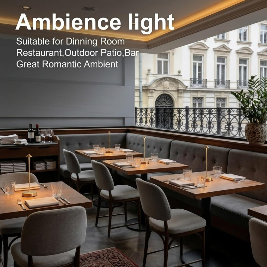 Cordless Table Lamps Rechargeable, 6000mAh Battery Operated LED Table Lamp, Up to 72 Hours Runtime, IP54 Waterproof, 3 Color Dimming for Restaurant, Dining Table & Outdoor, Bronze, Set of 2