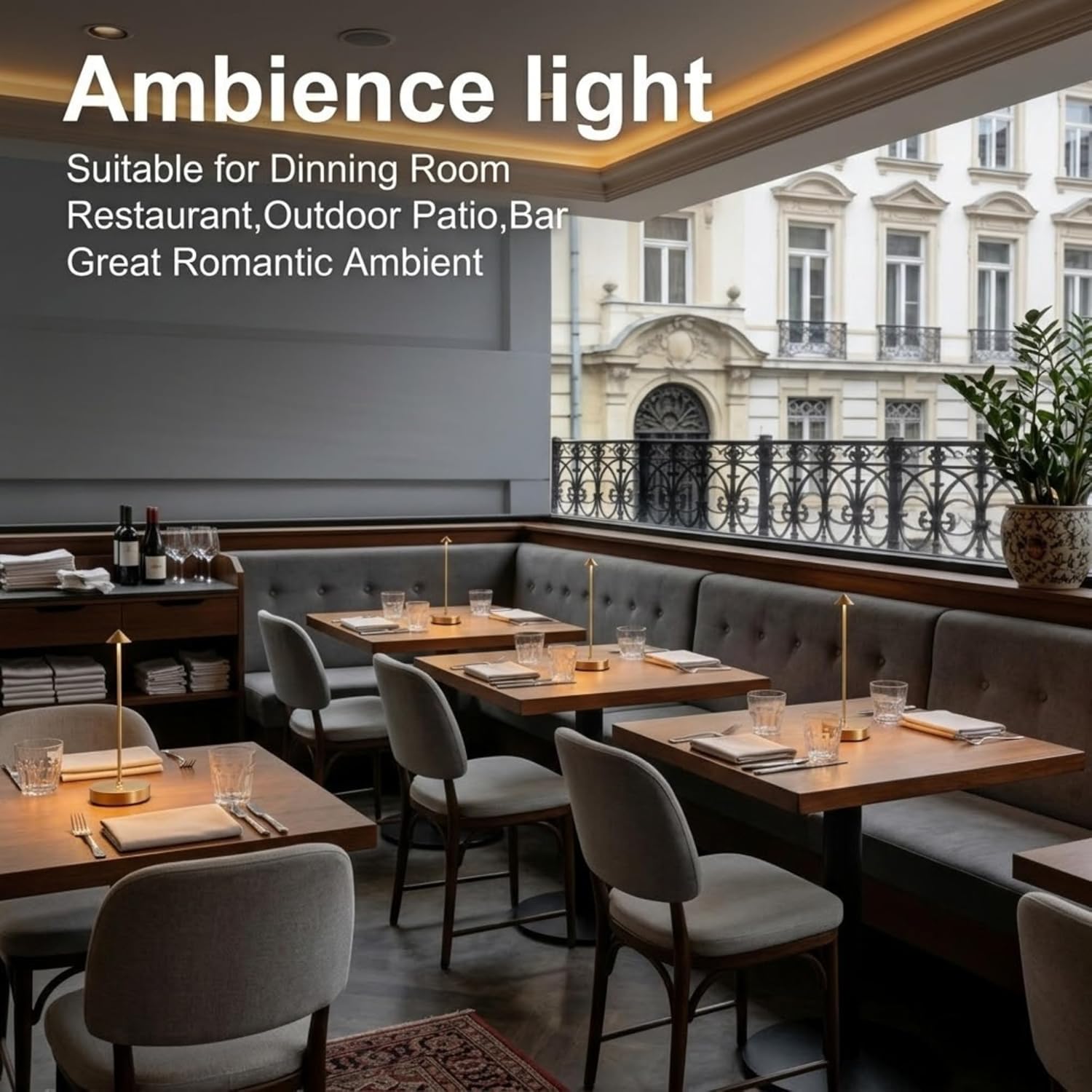 Cordless Table Lamps Rechargeable, 6000mAh Battery Operated LED Table Lamp, Up to 72 Hours Runtime, IP54 Waterproof, 3 Color Dimming for Restaurant, Dining Table & Outdoor, Bronze, Set of 2