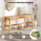 GOFLAME 39.5” Bamboo Dining Bench with Rattan Seat, Farmhouse End of Bed Bench for Bedroom, Boho Accent Bench Seat for Entryway, Living Room, Dining Room, 660 LBS Load Capacity