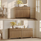 SICOTAS Fluted Sideboard Buffet Cabinet with Storage – Extra Large Credenza Accent Cabinet with 2 Drawers and 3 Doors, 84" Modern Entryway Cabinet Console with Adjustable Shelves for Living Room