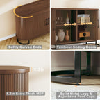 HUAHUU Sideboard Buffet Cabinet with Storage, 54.3" Fluted Tambour, Adjustable Shelves, Mid Century Modern Console for Living Room Kitchen Walnut