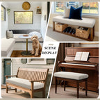 Wenqik Bench Cushion 40x20x4 Inch for Indoor Outdoor Furniture Tufted Thicken Bay Window Seat Cushion Non Slip Waterproof Dining Piano Bench Pad Pillow Anti Cat Scratch for Patio Porch Swing, Beige