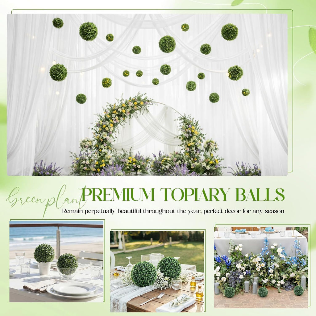 12 Pack Artificial Boxwood Topiary Balls Bulk for Indoor, 5 Inch Small Faux Topiary Plant Fake Hang Decorative Round Greenery Balls for Home Bookshelf Office Table Desk Weeding