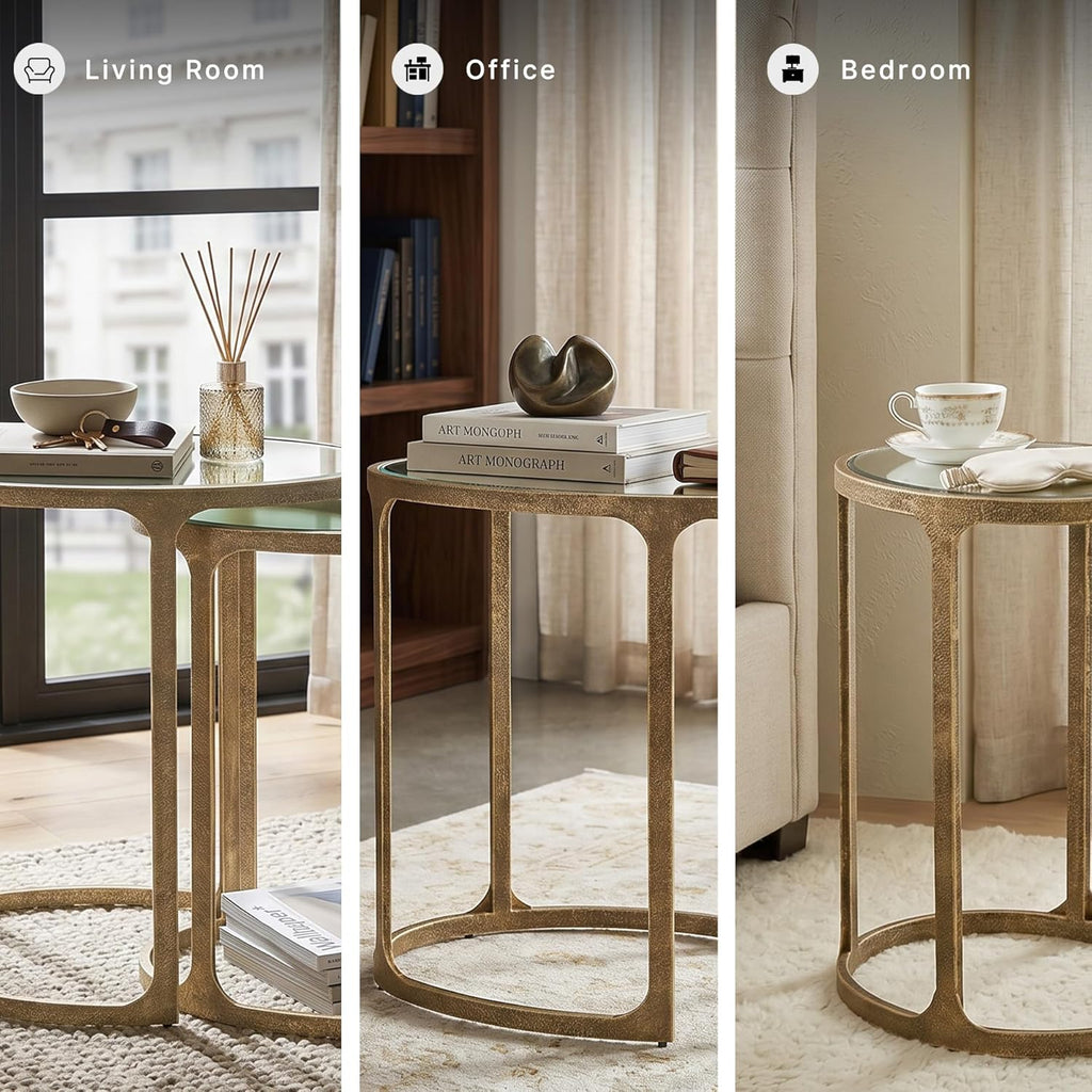 Signature Design by Ashley Irmaleigh Classic Nesting Accent Table Set with Mirrored Tabletops, Set of 2, Metallic