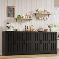 Modern Farmhouse Buffet Cabinet with Storage, 85" Large Sideboard Storage Cabinet with 6 Barn Doors, Coffee Liquor Bar Cabinet Wood Table Credenza with Adjustable Shelf for Kitchen Dining Living Room
