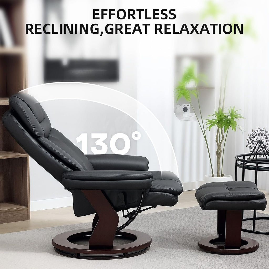 Faux Leather Recliner Chair with Ottoman Set