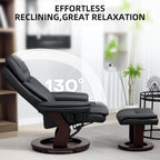 Faux Leather Recliner Chair with Ottoman Set