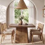 Solid Wood Dining Table with Pedestal Base, 39" Farmhouse Square Rustic Kitchen Table, Accent Modern Kitchen & Dining Room Furniture for Small Spaces, Apartment, Restaurant