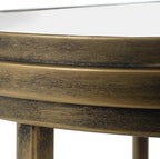 Set of 2 Antique Brushed Gold Iron Nesting Tables with Mirrored Glass Tops Modern Round Accent End Tables Luxury Living Room & Bedroom Side Tables, Space-Saving Nested Design