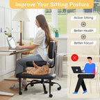 Cross Legged Office Chair with Wheels, Criss Cross Chair with Wider Thicken Seat, ADHD Meditation Chair with Adjustable Footstool for Adults, Yoga Office Chair, PU Black