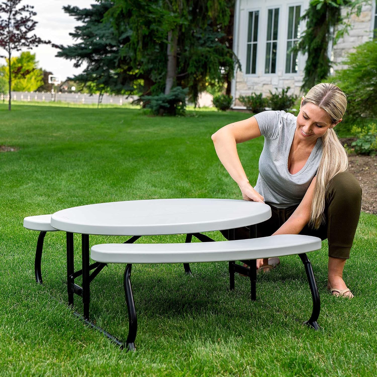 LIFETIME Kids Picnic Table, Folding Children’s Table Seats 4, UV‑Protected HDPE Top, Powder‑Coated Steel Frame, Stain‑Resistant, Indoor/Outdoor Durable Play Table