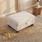DOPEDIO 35" Folding Storage Ottoman Bench, Thick Padded Footstool with High Weight Capacity, Multi-Functional Chest for Living Room, Bedroom, Entryway (Beige)