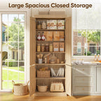 Vyre 70.8" Tall Kitchen Pantry Cabinet with Doors, Farmhouse Modular Storage Cabinet with 4-Tier Adjustable Shelves, Large Storage Cabinet for Kitchen or Living Room, Set of 3, Brown