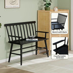 Wisuce Bamboo Dining Bench, Entryway Bench with Spindle Back (Black) | Bamboo & H-Shaped Support, Ergonomic Tilted Spindle Back, Multi-Scene Use, Easy Assembly & Maintenance