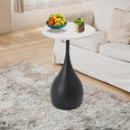 Small Sofa Side Table with Faux Marble Top, Round Accent Table Modern End Table Floor Coffee Table for Small Spaces Living Room