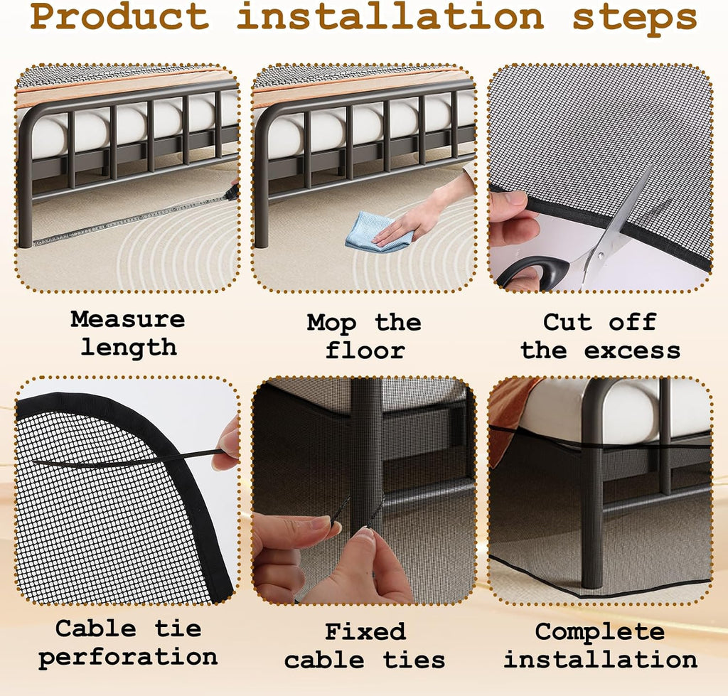 Cutable Under Bed Blocker for Pets and Toys 240 x 16 Inch Extra Tall Under Couch Blocker with Zip Ties Sofa Furniture Bumper Barriers for King/Queen Size Bed, Keeps Balls Dog Cat from Going Under Bed