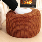 Asuprui Ottoman Foot Rest, Round 20x14 in, Burnt Orange, Leg Rest for Couch | Footstool Ottoman,Stuffed Pouf Ottoman,All-One Foam Filler, Foot Rest,Beanbag Chair,Floor Pouf Storage Solution,Wedding Party