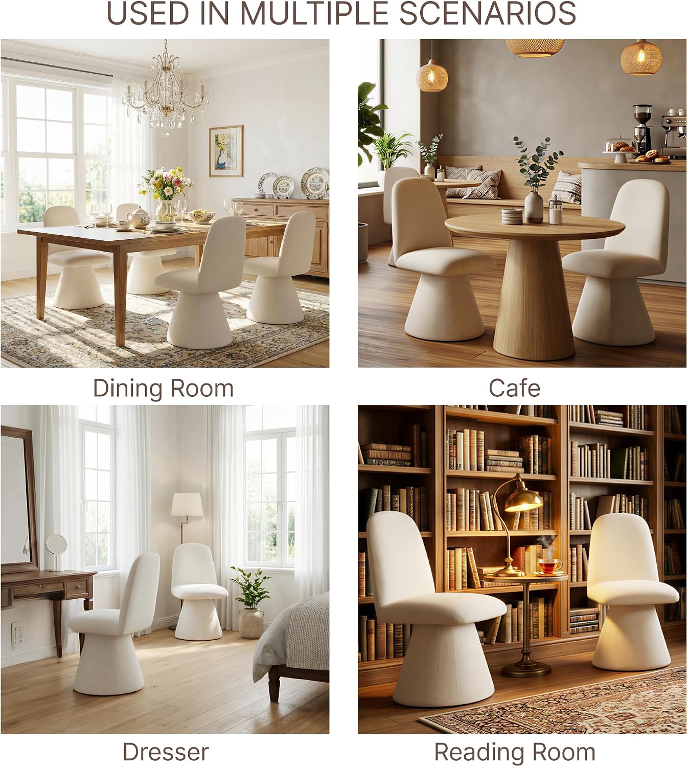 KISLOT Swivel Dining Chairs Set of 1, Modern Upholstered Dining Chair Mid Century Kitchen Chairs with Wave Shaped High Back, 360 Degree Rotating Vanity Chair for Dining Room, Bedroom, Farmhouse, Sand