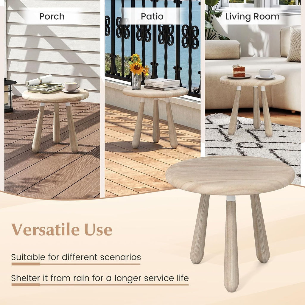 Tangkula Mahogany Wood Side Table, 18” Round Small Accent End Table with Thickened Board & Solid Wood Support Legs, for Bedroom, Porch, Balcony, Natural