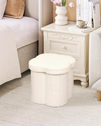 B FSOBEIIALEO Storage Ottoman Cube, Flowers Shaped Ottomans with Storage Foot Stool Footrest for Lving Room, Boucle Ottoman Seat for Dorm Room,Faux Teddy Fur,White 12.6"x12.6"x12.6"