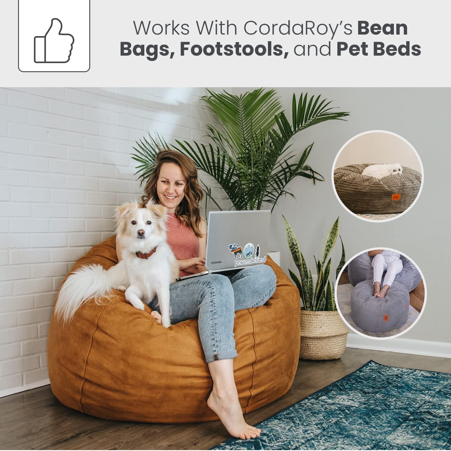 CordaRoy's Bean Bag Foam Fill Pack for Bean Bag Chairs and Pet Beds, Foam Only, White