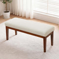 43.5" Upholstered Bedroom Bench, Linen Entryway Bench with Solid Wood Legs, End of Bed Bench with Cushion, Dining Bench for Living Room, Bedroom, Hallway, Beige