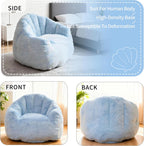 Bean Bag Chair, Giant Beanbag Chiars for Adults, Faux Fur Shell-Shaped Floor Sofa with Filler, Comfy Chair for Reading, Gaming and Relax (Blue)