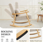 SAETSFEG Rocking Chair for Nursery with Lumbar Pillow, Upholstered Accent Chair with Solid Rubberwood Frame, Living Room & Bedroom, Cozy Reading Chair for Small Spaces, Lightgrey