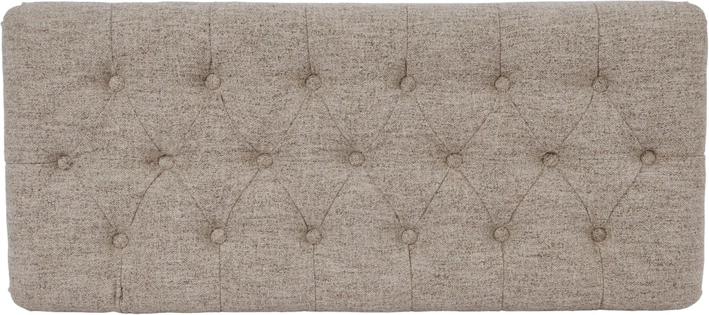 Homepop Home Decor | Tufted Ainsley Button Storage Ottoman Bench with Hinged Lid | Ottoman Bench with Storage for Living Room & Bedroom,Midtone Gray