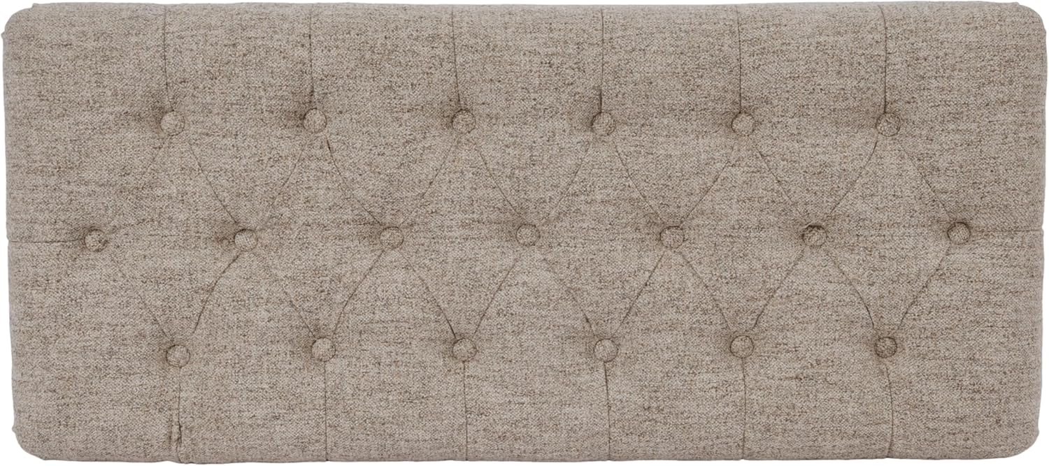 Homepop Home Decor | Tufted Ainsley Button Storage Ottoman Bench with Hinged Lid | Ottoman Bench with Storage for Living Room & Bedroom,Midtone Gray