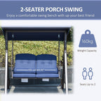 Outdoor Patio Swing Chair for Two with Tilting Canopy and Cushions