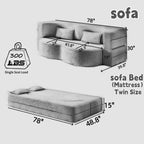 Convertible Folding Sofa Bed, 2-in-1 Full Size Floor Boneless Couch Bed, Loveseat sleeper Couch , Teddy Floor Sofa, Memory Foam Sleeper SofaBed, Small couches for small spaces, No Assembly, Orange