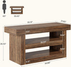 Tribesigns 55-Inch Kitchen Island with Storage, Farmhouse 3-Tier Stationary Island Table with Large Countertop, Wooden Coffee Bar Table Storage Cabinet for Kitchen, Dining Room, Living Room, Brown