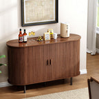Buffet Cabinet with Storage, Fluted Sideboard Buffet with Sliding Door, Coffee Bar Cabinet with Adjustable Shelf, Console Table, Accent Table for Entryway, Kitchen (Walnut, 48 Inch)