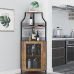 Corner Wine Cabinet Removable Design with Glass Shelves Mesh Doors Compact Sideboard and Buffet Cabinet Ideal for Home Bar and Living Room Storage