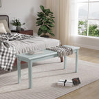 47.2" Solid Wood Dining Bench Entryway Bench Midcentury End of Bed Bench, Outdoor Bench,Rustic Home Décor Furniture Natural Wooden Slab Bench for Bedroom Household Dining Table (Blue)