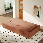 Convertible Folding Sofa Bed, 2-in-1 Full Size Floor Boneless Couch Bed, Loveseat sleeper Couch , Teddy Floor Sofa, Memory Foam Sleeper SofaBed, Small couches for small spaces, No Assembly, Orange