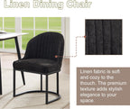 Dining Chairs Set of 2, Linen Upholstered Dining Room Chairs with Black Metal Legs, Modern Kitchen Side Chairs Reading Chair (Black+Black, Set of 2)