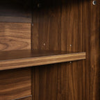 Merax 72" Tall Arched Kitchen Pantry Cabinet with 2 Drawers, Mid Century Modern Fluted Storage Cabinet with 3 Adjustable Shelves & 8 Door Shelves, Wooden Cupboard Organizer for Kitchens (Walnut)