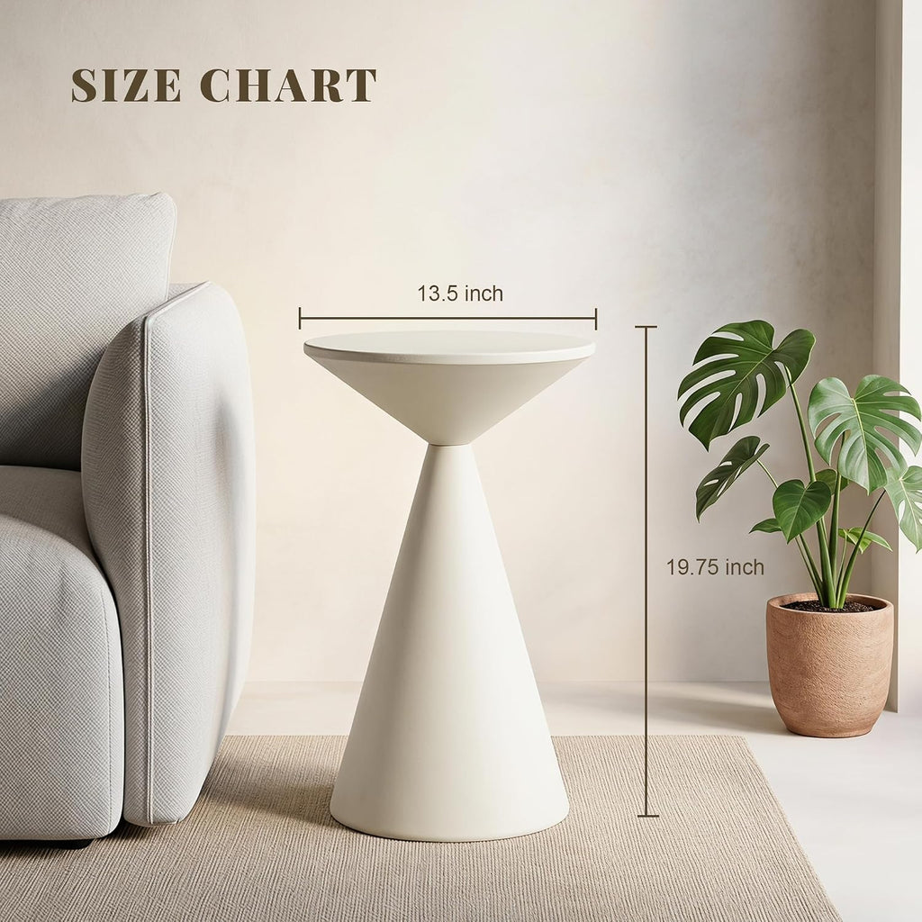 COVLON Small Drink Table, Round Martini Table, Drum End Table Side Table, Metal Accent Table,for Small Space Living Room, Bedroom, Sand