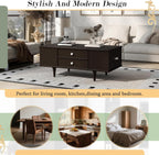 Modern Coffee Table with 4 Drawers, Hidden Side Table Compartments, Interior Shelves, Solid Wood Legs & Durable MDF Structure, End Table for Living Room, Kitchen, Dining Room & Bedroom, Easy Assembly