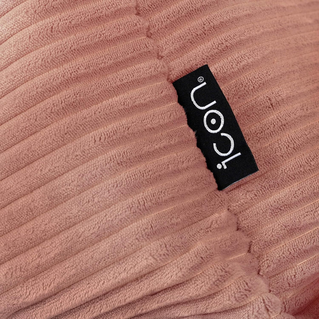 icon Amara Cord Bean Bag Footstool, Dawn Pink, Pouffe Footstool with Filling Included, Footrest, Bedroom, Living Room, Living Room Furniture