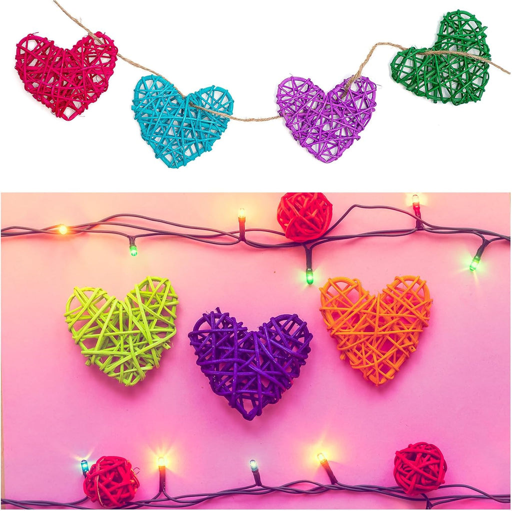 MECCANIXITY 12Pcs Heart Shaped Rattan Ball Vase Filler Natural Rattan for Valentine's Day Decoration Wedding Home Decoration Light Purple 2.36 in