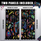 Peryiter Games Curtain Bedroom Room Decor Neon Gamer Curtain with 2 Tiebacks 42 x 84 Inch Thermal Insulated Window Drapes for Bathroom Nursery Home Decoration, 2 Panels