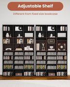 DVD Storage Shelf, 8-Tier Media Storage Cabinet with Adjustable Shelves for CDs, DVDs, Video Games, DVD Stand Tower for Living Room, Bedroom, Office, Black
