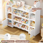 FOTOSOK Toy Storage Organizer with 8 Toy Bins, Toy Organizer Kids Bookshelf with 6 Storage Cubbies, Stuffed Animal Storage Organizer, Playroom Storage and Toy Chest, White