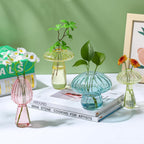 Mushroom Vase, Set of 6 Colored Flower Vase, Propagation Stations Vases, Small Bud Vases Home Decor Cute Glass Mushroom Planter for Room Office Decoration (Colorful)