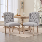 Upholstered Dining Chairs Set of 2 for Kitchen and Dining Room Farmhouse Fabric Tufted Accent Chairs for Living Room and Bedroom with Wooden Legs, Grey