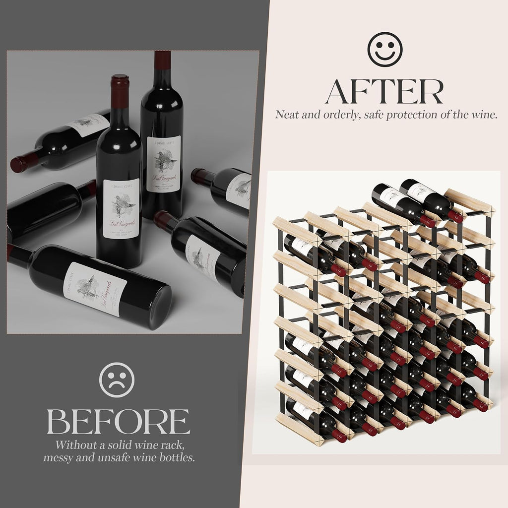 Urban Deco Wooden Wine Rack Countertop- Stylish Wine Racks for Cabinets, Perfect for Organizing and Displaying Your Wine Collection, Sturdy & Space-Saving Wine Storage Solution(42 Bottles)