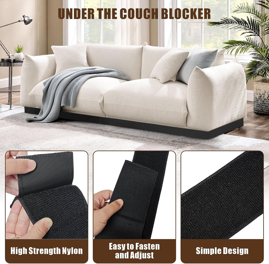 3''×132'' Adjustable Under Couch Blocker, 2 Pack Elastic Gap Guard Stopper, Furniture Barrier Block Prevent Kids Pet from Sliding Under Sofa Bed Cabinet